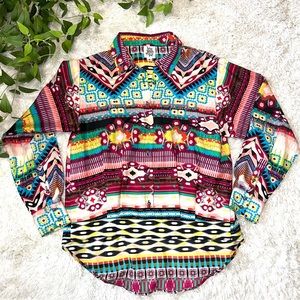 Ivy Jane Western Southwest High Low Long Sleeve Shirt